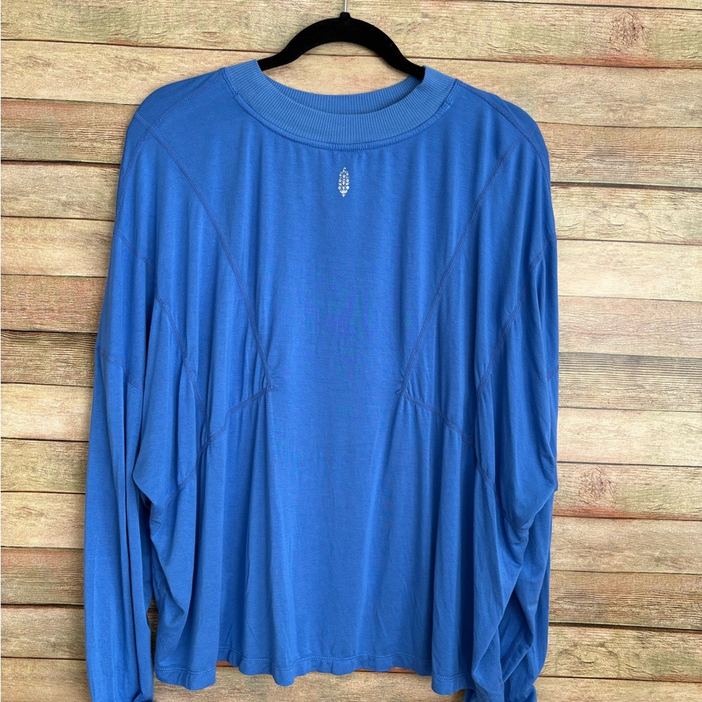 Free People FP Movement Runner Up long-sleeve shirt in Cosmic Cobalt.